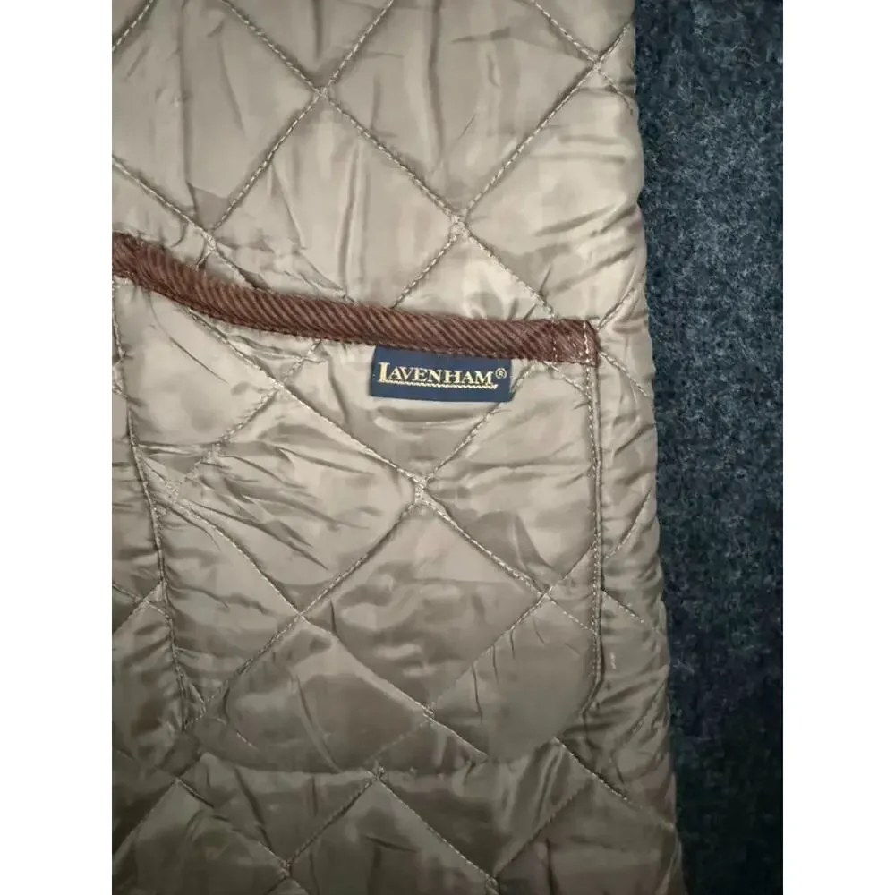 Lavenham England Quilted Jacket Womens US Small Brown Fleece Lined Coat UK 36